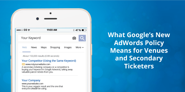 Google Adwords Policy for Secondary Ticketing